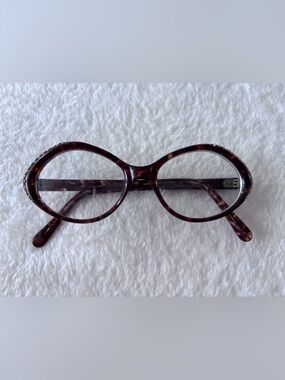 Original SWANK Tortoiseshell Oval Frame Glasses - Dark Brown Mix